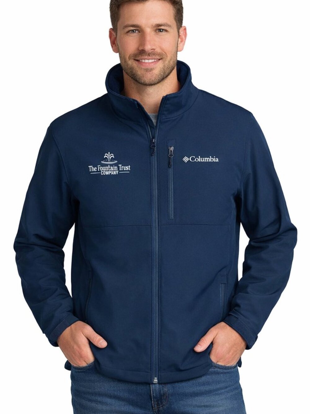 Columbia Ascender Softshell Jacket Men’s Large L Navy Blue Water Resistant Lined